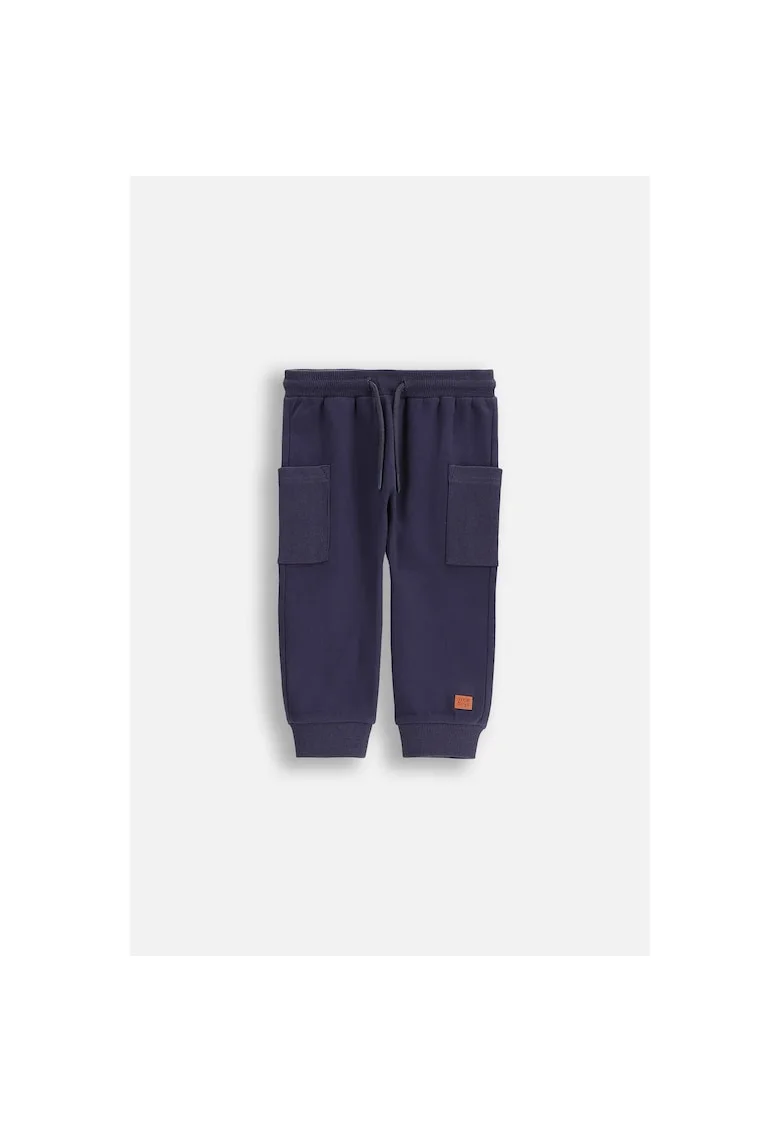 Pantaloni sport cu talie ajustabila si buzunare aplicate, Bleumarin