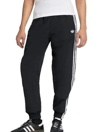 Pantaloni de trening cu benzi contrastante si terminatii cu fermoar Firebird, Alb/Negru