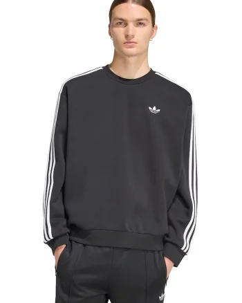 Bluza de trening cu croiala lejera si 3 dungi, Alb/Negru