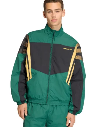 Bluza de trening cu fermoar si logo Santiago, Negru/Galben/Verde sparanghel