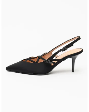 Pantofi slingback cu toc, varf ascutit si barete Spillo, Auriu/Negru