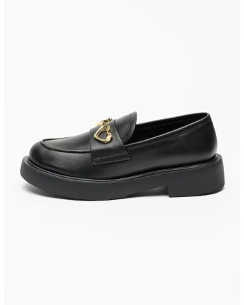 Pantofi loafer din piele cu detaliu metalic City, Auriu/Negru