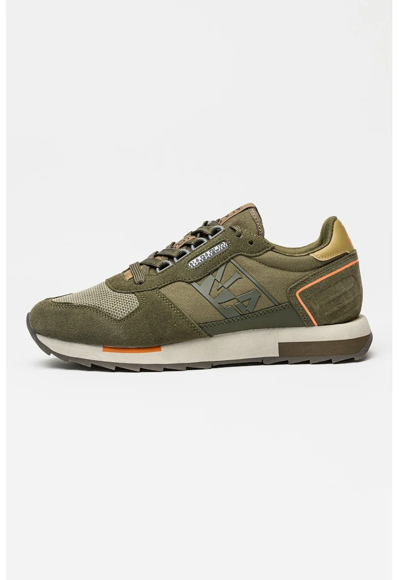 Pantofi sport cu insertii din piele intoarsa Virtus, Portocaliu mandarina/Kaki