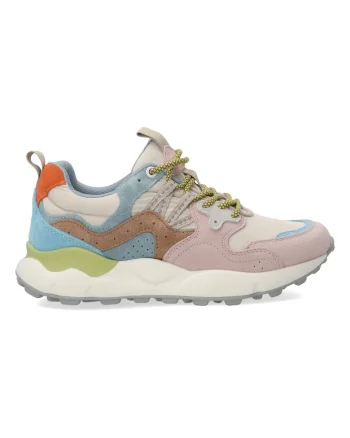 Pantofi sport cu design colorblock si garnituri de piele intoarsa