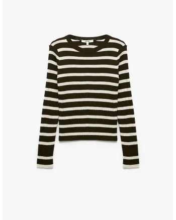 Pulover striat cu dungi, Maro inchis/Crem