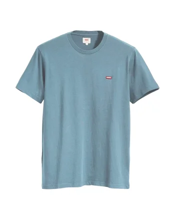 Tricou din bumbac cu decolteu la baza gatului, Albastru deschis
