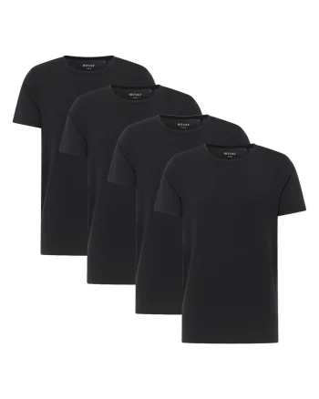 Set de tricouri din amestec de bumbac organic cu model uni Allen - 4 piese, Negru