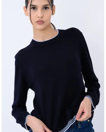 Pulover slim fit din lana merinos Jervis, Mov inchis