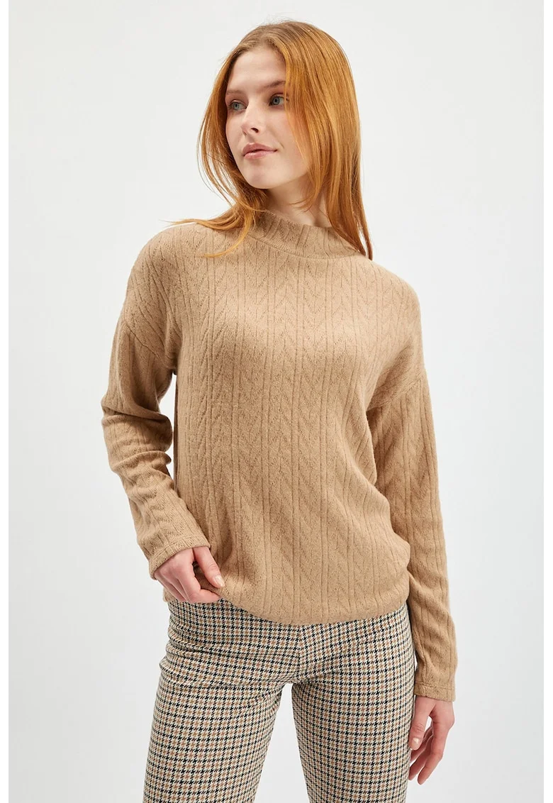 Pulover cu maneci cazute, Maro camel