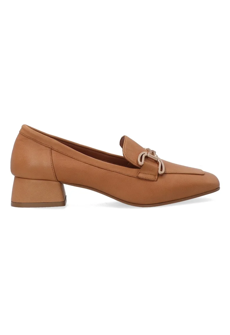 Pantofi loafer din piele, cu toc masiv