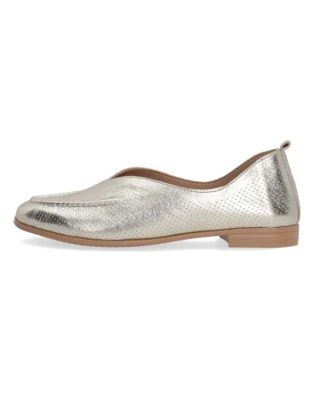 Pantofi loafer din piele naturala cu aspect metalizat