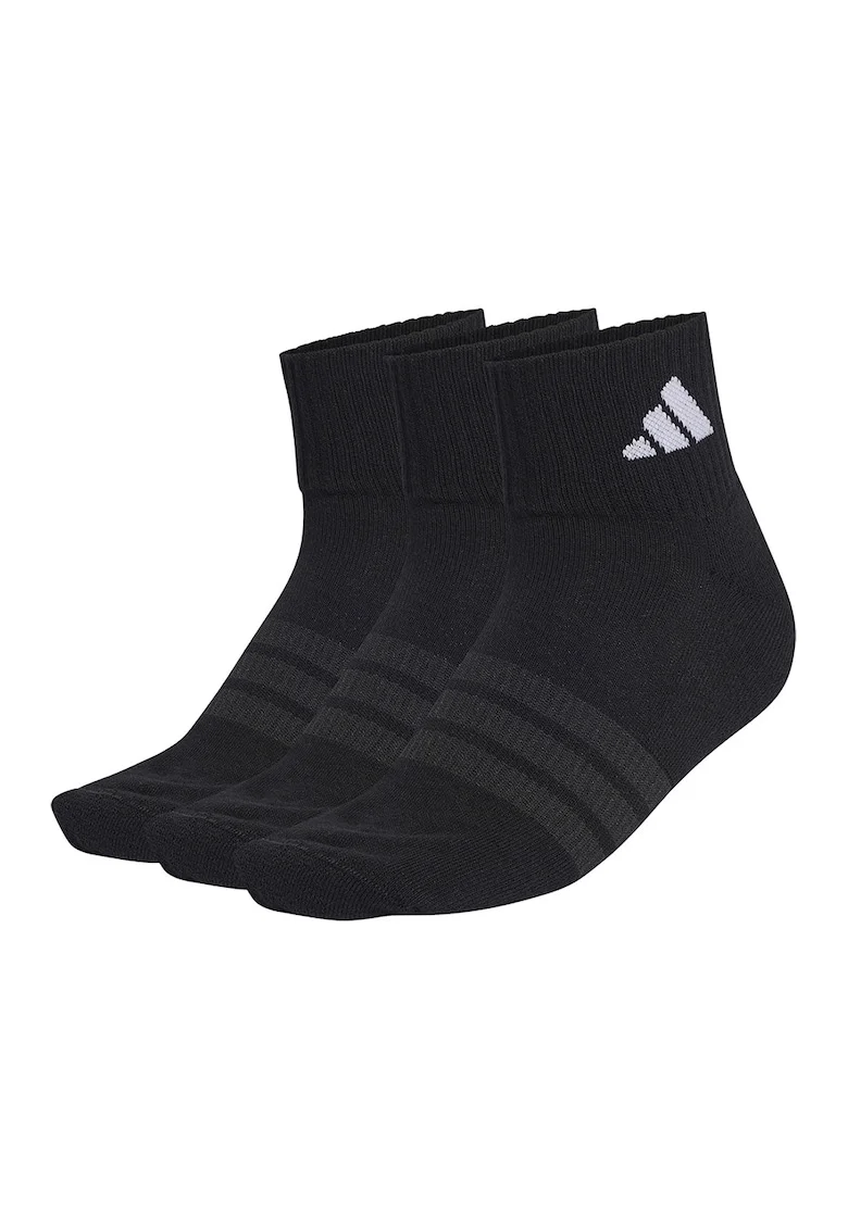 Set de sosete scurte unisex cu detaliu logo - 3 perechi, Negru/Alb optic
