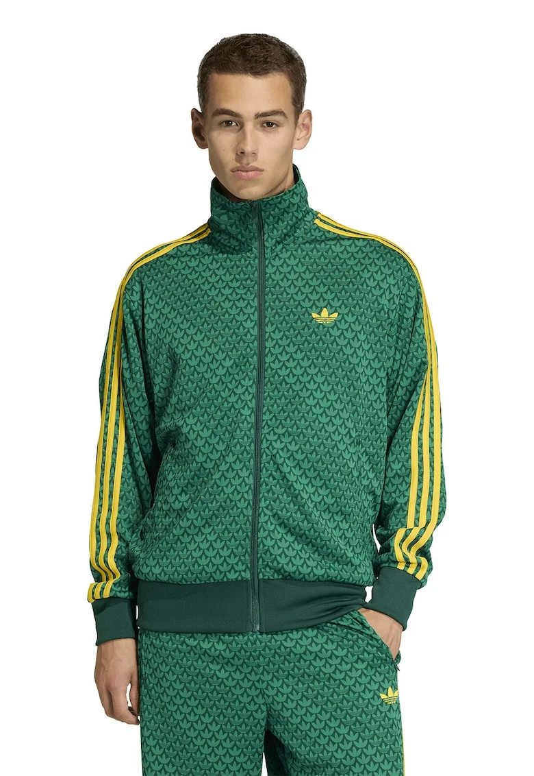 Bluza de trening cu fermoar si logo Firebird, Verde/Galben
