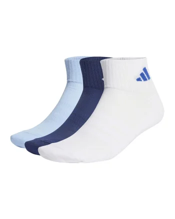 Set de sosete scurte unisex cu detaliu logo - 3 perechi, Alb optic/Albastru glaciar
