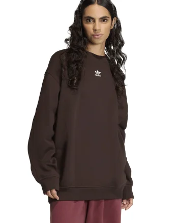 Bluza de trening supradimensionata cu captuseala calduroasa Essentials, Maro