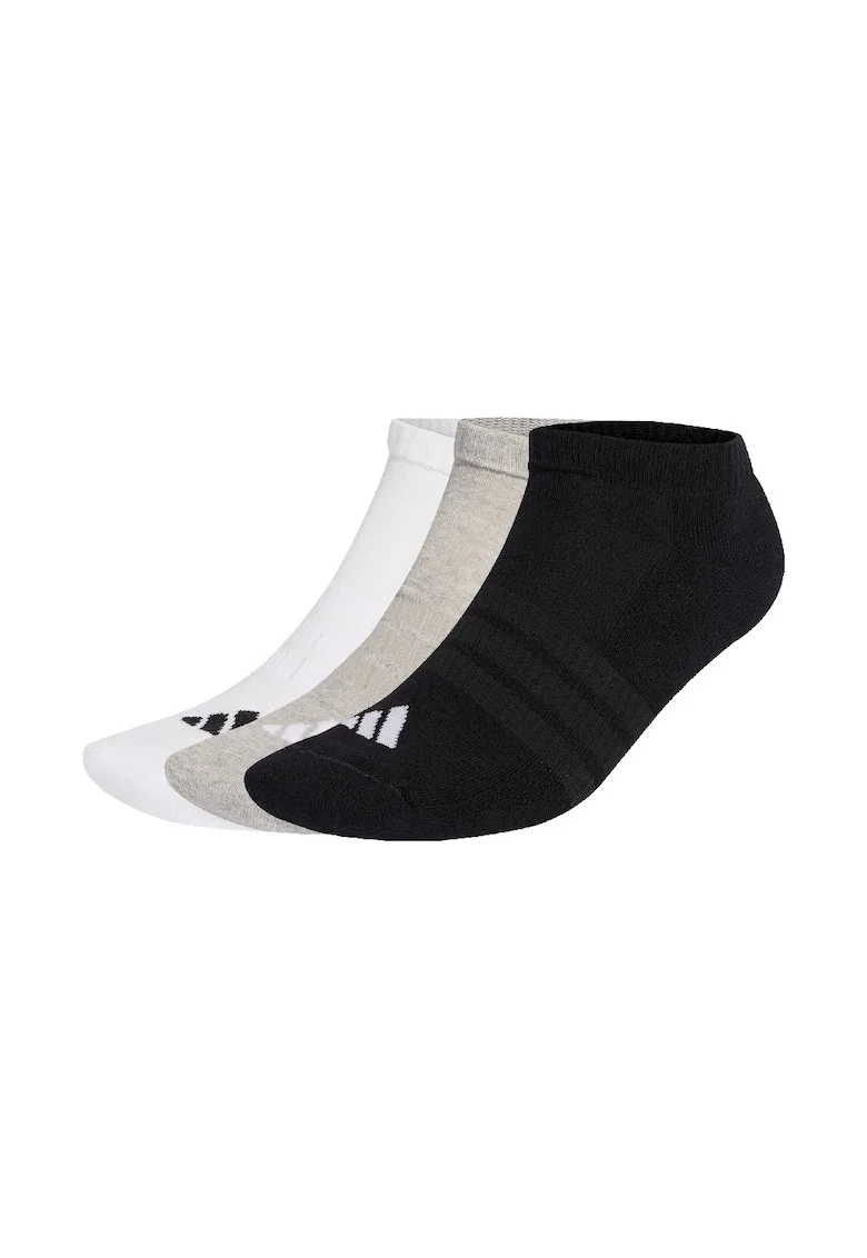 Set de sosete unisex pana la glezna, cu amortizare Essentials - 3 perechi, Alb/Negru/Gri deschis