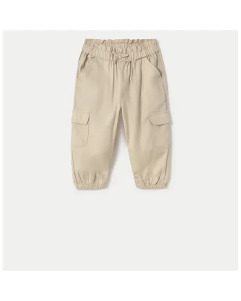 Pantaloni copii,  model 1571, bumbac si lyocell, bej,