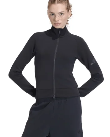 Bluza de trening slim fit din amestec de modal cu fermoar, Negru