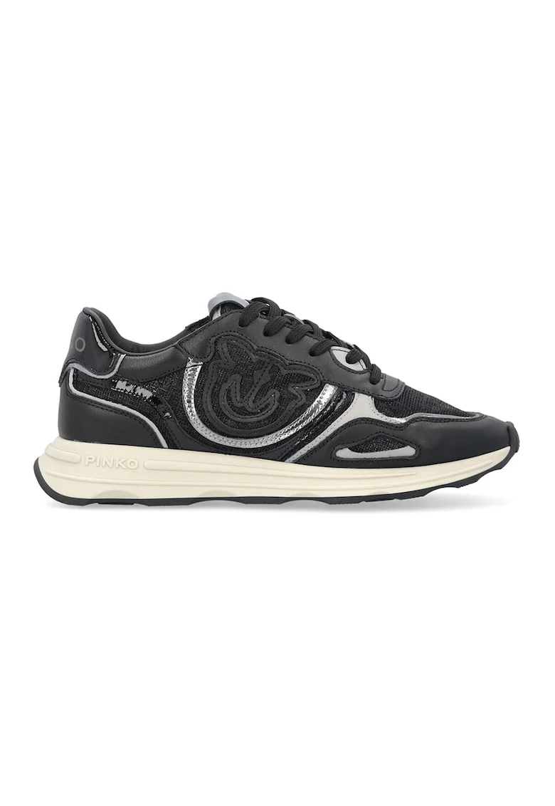 Pantofi sport din piele intoarsa si plasa Zoe, Negru/Crem