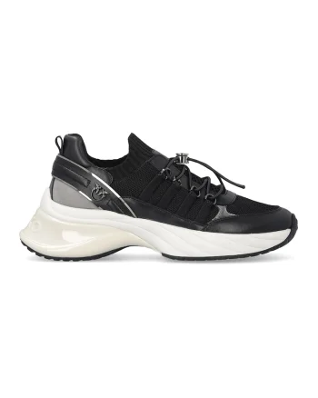 Pantofi sport cu segmente din piele ecologica Ariel, Negru/Alb murdar