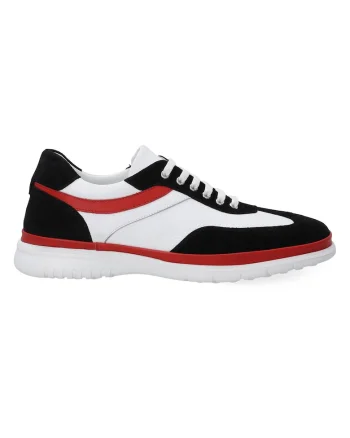 Pantofi sport din piele si piele intoarsa
