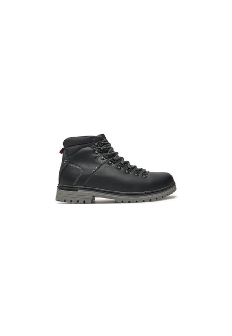 Bocanci de drumetie barbati  GASPARD, Piele ecologica, Negru, Negru
