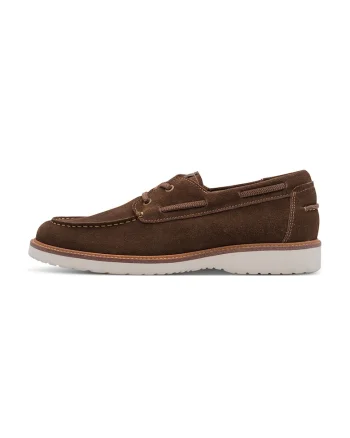 Pantofi boat de piele intoarsa, Maro