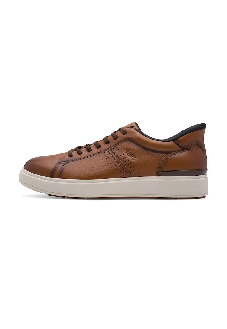 Pantofi sport low-cut de piele, Maro pamantiu