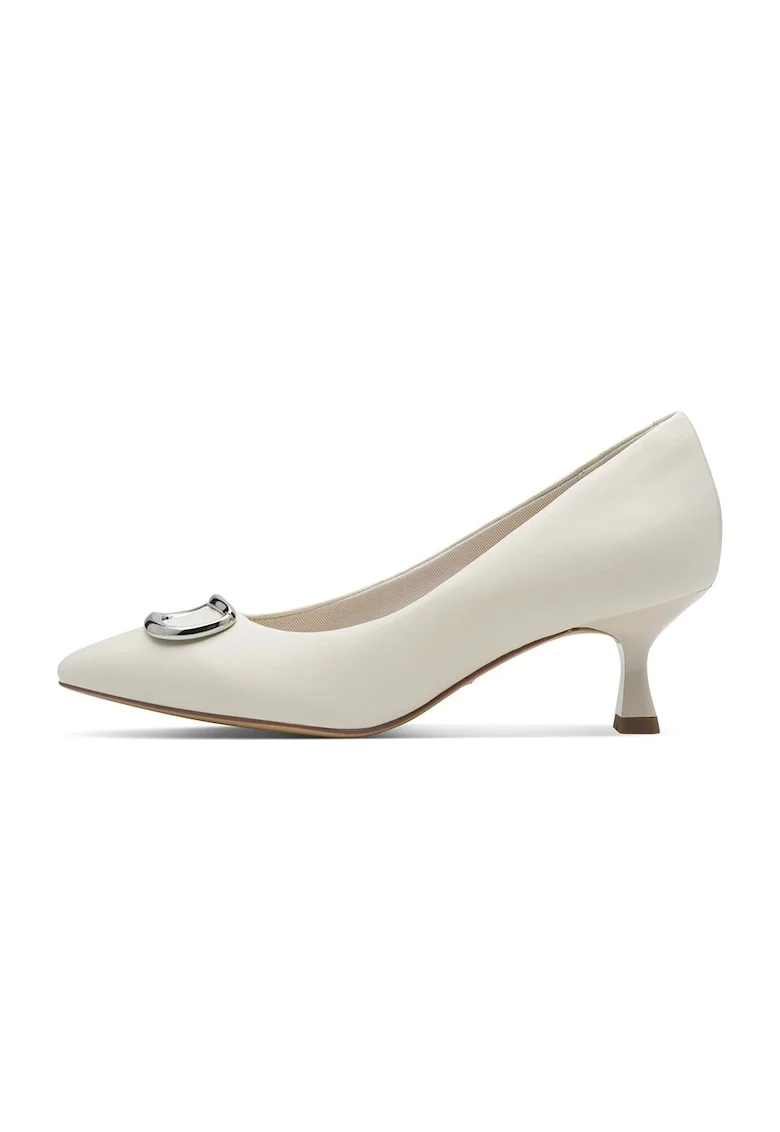 Pantofi de piele cu varf ascutit, Crem