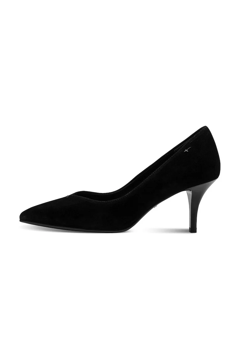 Pantofi de piele intoarsa si toc inalt, Negru