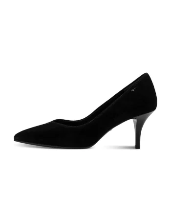 Pantofi de piele intoarsa si toc inalt, Negru
