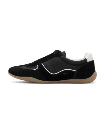 Pantofi sport de piele intoarsa si material textil cu detalii contrastante, Negru