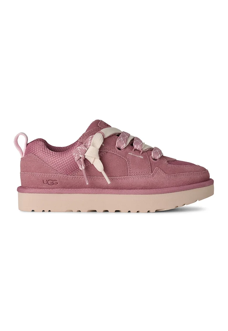 Pantofi sport din piele intoarsa si plasa Lo Lowmel, Roz prafuit
