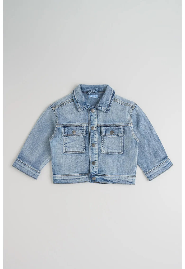 Jacheta din denim cu capse, Albastru deschis