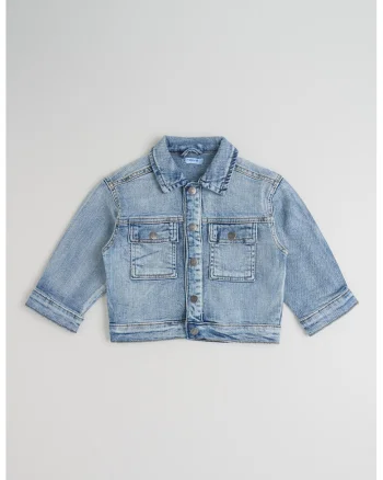 Jacheta din denim cu capse, Albastru deschis