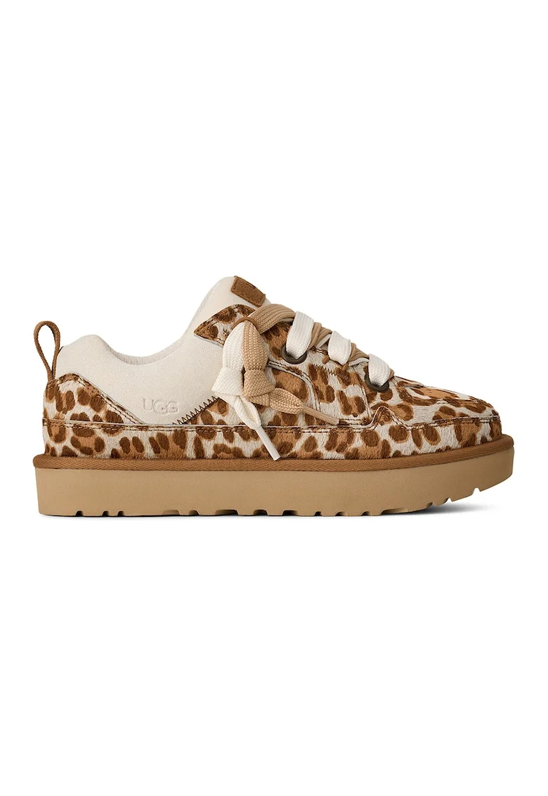 Pantofi sport din piele cu par scurt si piele intoarsa Lo Lowmel, Caramel/Crem