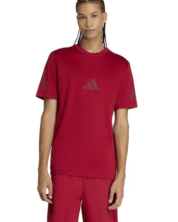 Tricou de bumbac cu model monograma Z.N.E, Rosu inchis