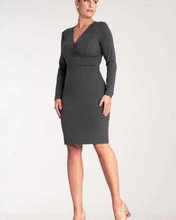 Rochie mulata,  simpla, eleganta, viscoza, Gri