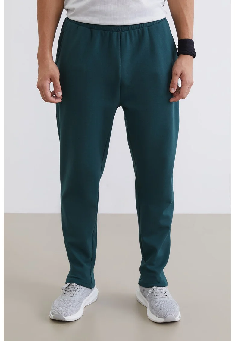 Pantaloni de trening cu croiala regular-fit si model uni, Verde englez