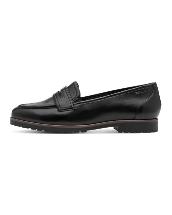 Pantofi loafer cu varf rotund si model uni, Negru
