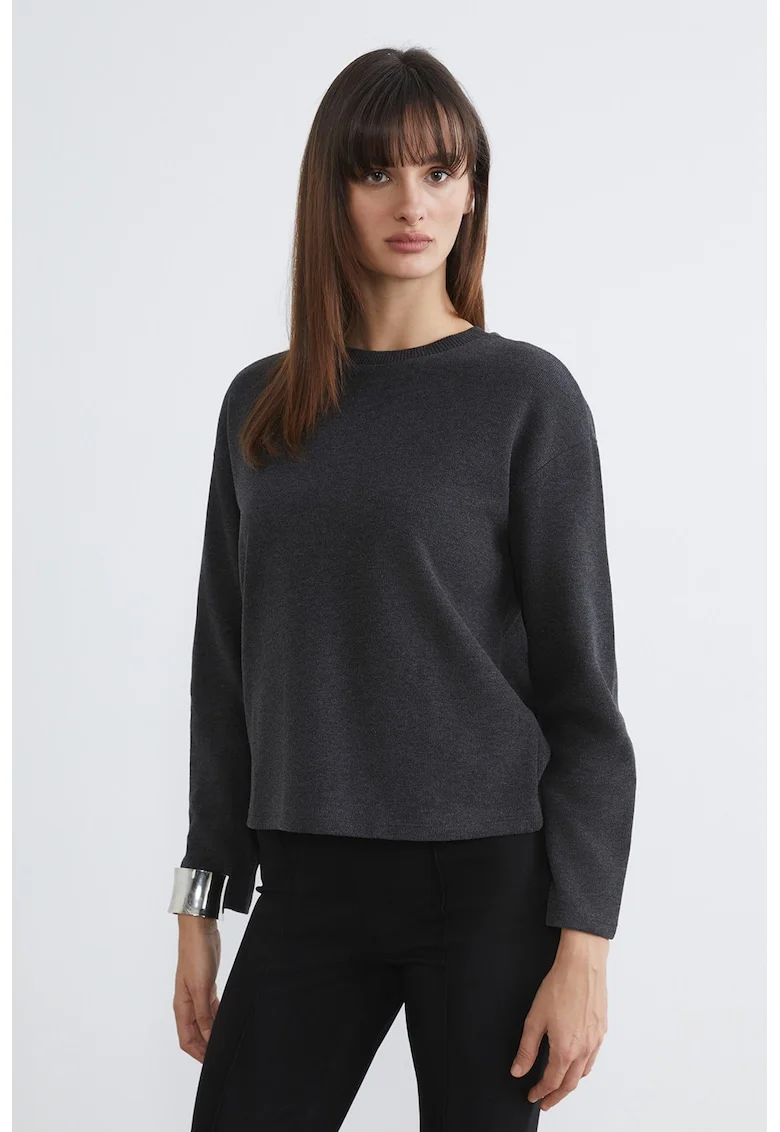 Bluza de trening cu decolteu la baza gatului, Gri antracit