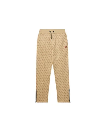 Pantaloni de trening cu imprimeu logo si fermoar la glezna