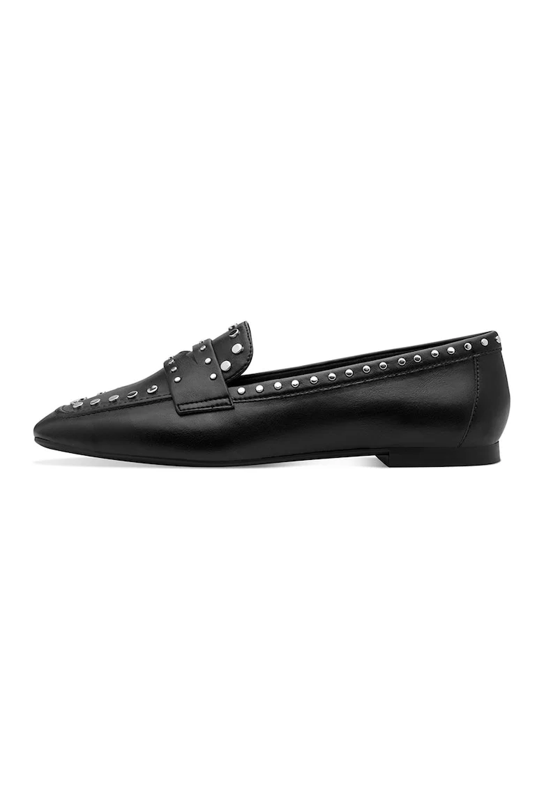 Pantofi loafer din piele ecologica cu tinte, Negru