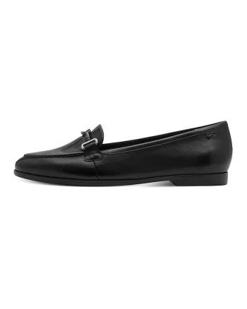Pantofi loafer de piele cu detaliu metalic, Negru