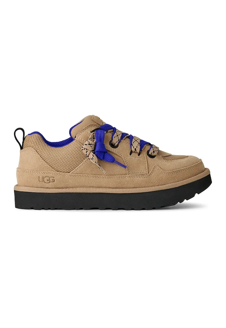 Pantofi sport de piele intoarsa si plasa Lo Lowmel, Maro nisip/Albastru