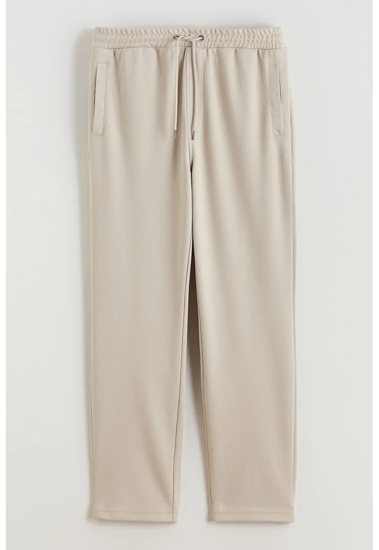 Pantaloni de trening cu model uni si talie ajustabila, Bej deschis