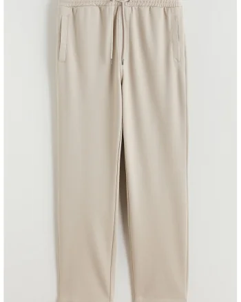 Pantaloni de trening cu model uni si talie ajustabila, Bej deschis