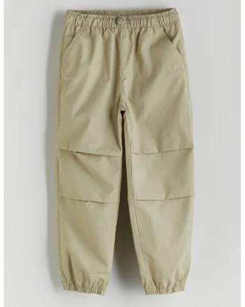Pantaloni cu banda elastica cu snur in talie, Kaki