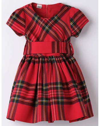Rochie mini cu model tartan, Rosu/Negru