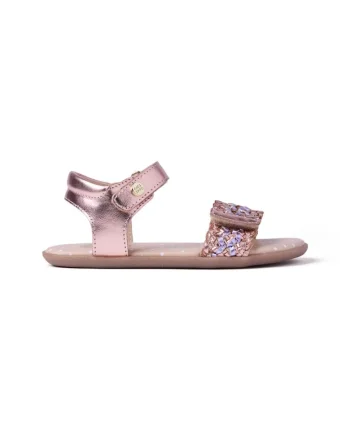 Sandale din piele cu detaliu impletit Sandown, Auriu rose